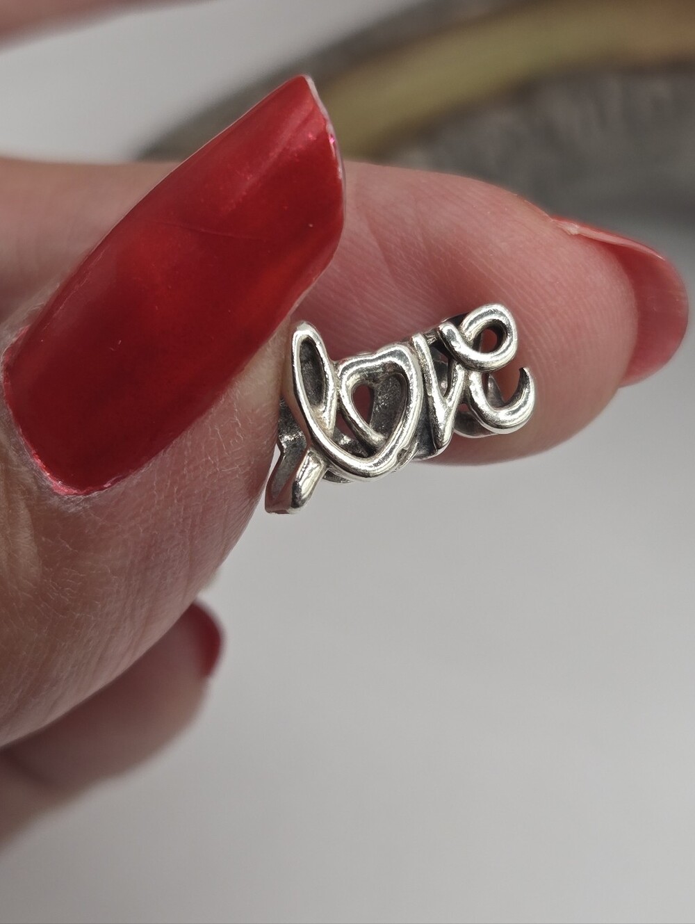 Sterling Silver 'Love' Script Charm - Silver